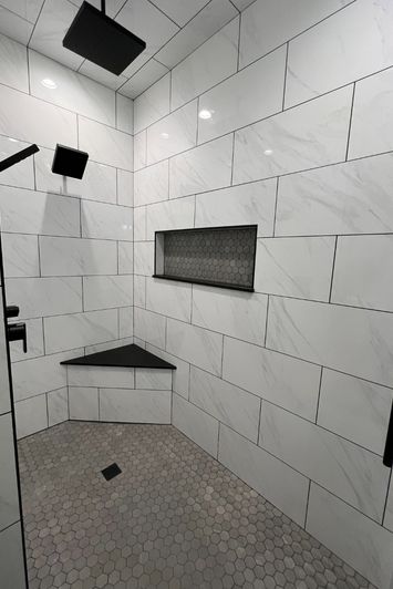 tiled shower