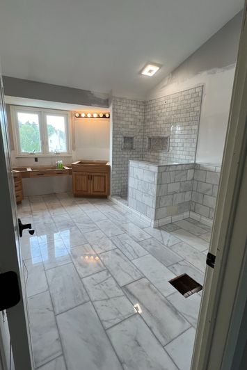 tiled shower