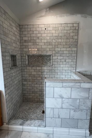 tiled shower