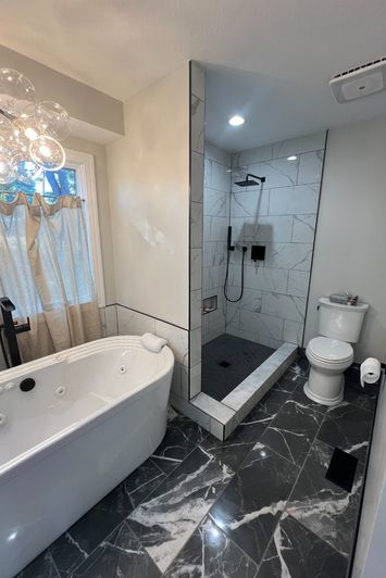 tiled shower