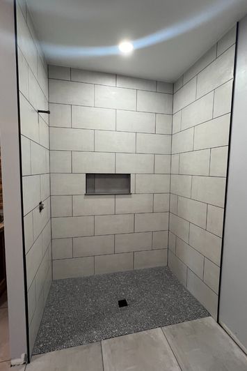 tiled shower