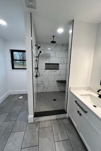 tiled shower